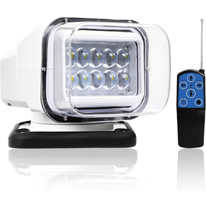 LuxBang Remote LED Search Lights for Trucks, Auto-Reset 360 Rotating Marine Spotlight for Boat, 6 Strong Magnets Built-in Go Spot Light for Truck (12V-24V White)