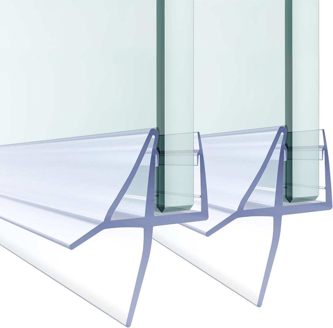 Shower Door Bottom Seal, 2 PCS 1/4" x 36" Shower Door Sweep for 1/4 Inch Glass, Frameless Glass Door Seal Strip,Stop Shower Leaks and Create a Water Barrier (6MM)