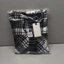 WallFlower Casual Fleece and Plaid Shackets Jackets Juniors for Women, Soft Button-Down (Medium, Black/White)