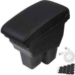 Consoles Armrest Compatible with Honda Fit Jazz 2014-2019 Center Console Box with USB Charge Armrest Box Accessories Black