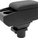 Car Armrest Box for Toyota Yaris Vitz 2006-2011 Auto Accessories Center Console Leather Arm Rest Double-Layer Storage Space with Cup Holder (Black Thread)