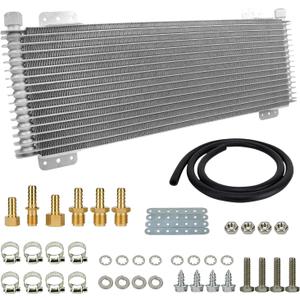 Upgrade LPD47391 40k Transmission Oil Cooler Kit 15 Row Low Pressure Drop Trans Cooler Compatible with Heavy Duty 40,000 GVW Max Includes Mounting Hardware
