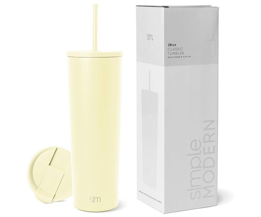 Simple Modern Insulated Tumbler with Lid and Straw | Iced Coffee Cup Reusable Stainless Steel Water Bottle Travel Mug | Gifts for Women Men Her Him | Classic Collection | 28oz | Buttercup