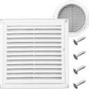 Funmit 6" Louvered Vent Cover Stops Birds Nesting for Outside Dryer Exhaust Air Vent Cover with Screws for Easy Installation (White) (6" Dryer vent cover Outdoor)