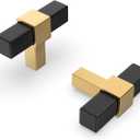 Goldenwarm 5 Pack Cabinet Knobs Black and Gold Kitchen Cabinet Knobs Round Drawer Pulls for Bathroom Kitchen Bedroom, Zinc Alloy (Single Hole Center)