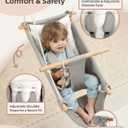 Baby Swing Indoor Outdoor, Canvas Hammock Swing for Infant to Toddler With Comfort Footrest, Montessori Toys, Upgraded 5-Point Harness for Secure Fit, 3 Modes, Gift for Baby Boys Girls, Grey and White