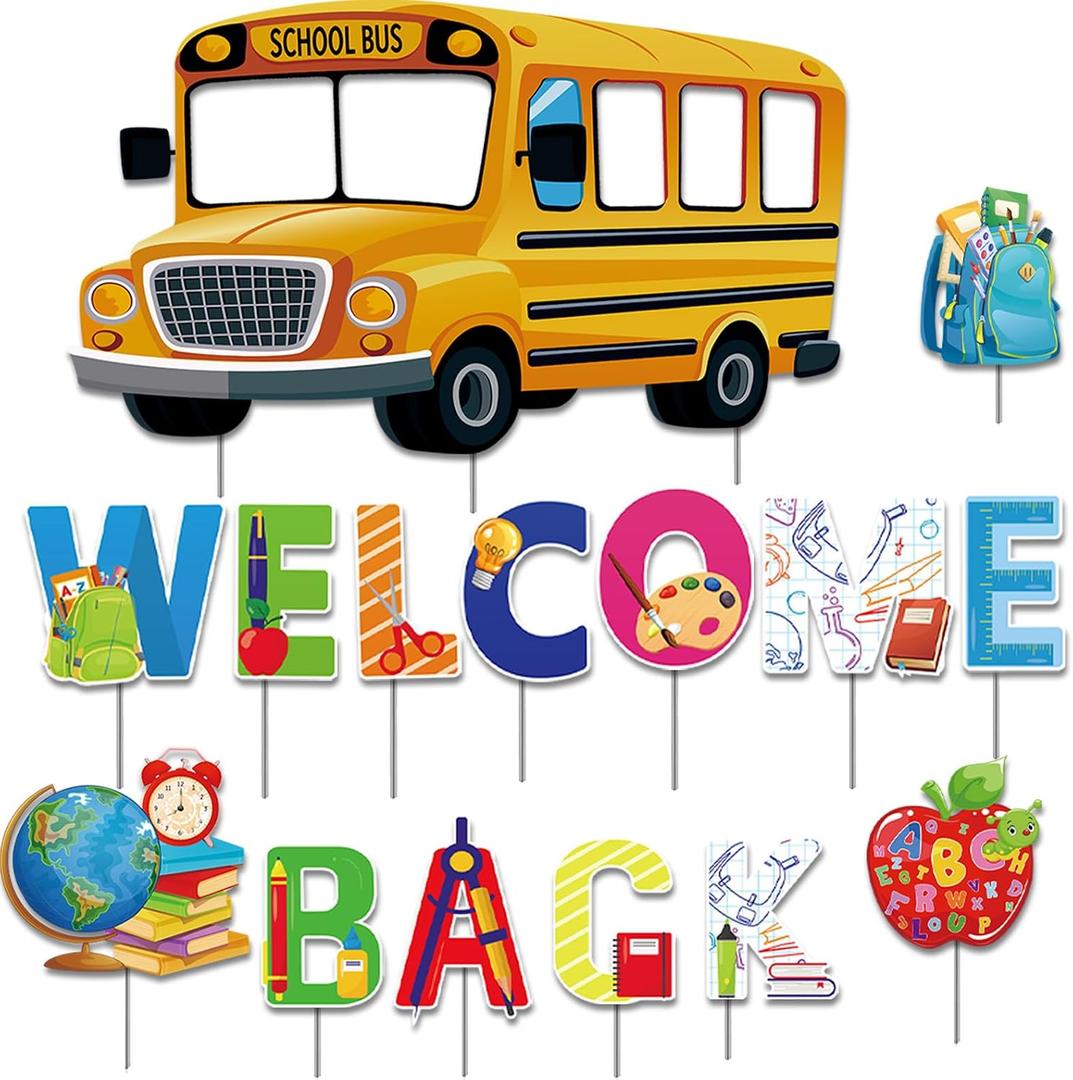 Back to School Yard Signs - 15 Pcs Welcome Back to School Sign, 47.2 x 27.6 inches