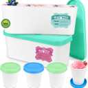 Walfos Ice Cream Containers for Homemade Ice Cream - 1.6 Quart & 8 oz. Set, Bonus Sealing Bands Keeping Silicone Lids Airtight, Reusable Ice Cream Tubs, Stackable Freezer Storage Container - Green