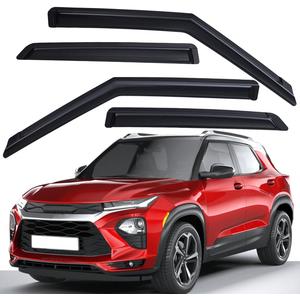 Lightronic Extra Durable Outside Mount Auto Vent Window Visor, Fits 2021-2025 Chevrolet Trailblazer, UV Protection Rain Guard, Original Wind Deflector, No-Drill Easy Install, Dark Smoke, 4-Pcs