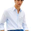 Tommy Hilfiger Men's Long Sleeve Poplin Shirts in Regular Fit, Men's Button Down Shirts (Blue, L)