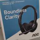 AOC Wireless Headset with Mic for Work with Noise Cancelling Mic for Clear Calls, 30H Playtime PC Bluetooth Headphones and Multipoint Connect to Laptop Computer and Mobile, Wired or USB Dongle- White