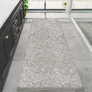 Beige Bathroom Rugs Runner Extra Long 45.6"x29.9" Large Bath Mat Plush Shaggy Microfiber Bath Rugs Non-Slip Absorbent Bath Mat Extra Soft & Thick Bath Rugs for Bathroom, Machine Washable