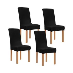 Internet's Best Dining Room Chair Cover  Set of 4  Stretch Slipover Chair Protectors  Elastic Covers  Black