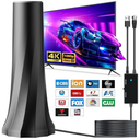 2026 Upgraded TV Antenna for Smart TV, Digital Antenna for Local Channels, 2300+ Miles Range TV Antenna Indoor with 360° Signal Strongest Booster, Supports 1080P 4K Reception HD 16.41FT Cable