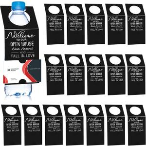 Eersida 50 Pieces Open House Water Bottle Hang Tags Open House Supplies Tags for Bottles Real Estate Agent Supplies for Real Estate Agent Favors (Black)