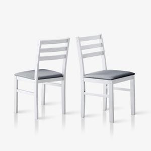 Livinia Seattle Modern Farmhouse Kitchen Dining Room Chair Set of 2, Solid Wood Fabric Upholstered Cushion Seat Wood Ladder Back Chairs (White) Livinia Seattle Modern Farmhouse Kitchen Dining Room Chair Set of 2, Solid Wood Fabric Upholstered Cushion Seat Wood Ladder Back Chairs (White)
