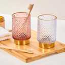 Makeup Brush Holder Organizer,Toothbrush Holders,Desk Pen Pencil Holder,Multifunctional Vintage Glass Brush Cup（A45-4-US）