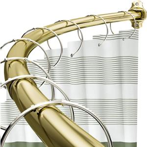 Chrsouly Curved Shower Rod, Adjustable 40-72 Inches Extra Wide Shower Curtain Rod, Rust Proof Heavy Duty Curved Shower Rods for Bathroom, Bathtub, Need to Drill, Gold