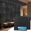 Art3d 6-Pack Acoustic Wood Slat Panel & Ceiling Tile, 2 x 2 ft, Blackwood