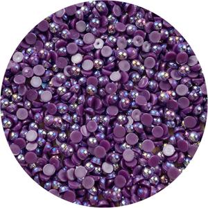 1500pcs 4mm Half Pearl Dark Purple AB Flatback Beads for Crafts DIY Round Plastic Half Flat Back Pearls Loose Bead for Cup Shoes Wedding Dress Decoration Nail Art