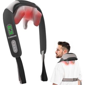 Heycool Cordless Neck and Shoulder Massager with Heat, Shiatsu Neck Back Massager Deep Tissue, 3 Massage Intensity & 2 Heating Area, Gifts for Women, Men