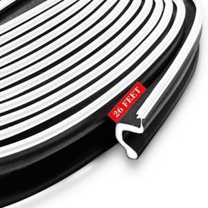Extra Wide Weather Stripping Door Seal, Black Kerf Weatherstripping for Door Frame, Extra Thick Exterior Weatherstrip for Large Gap, V-Shaped Door Insulation Strip Replacement - 26Ft