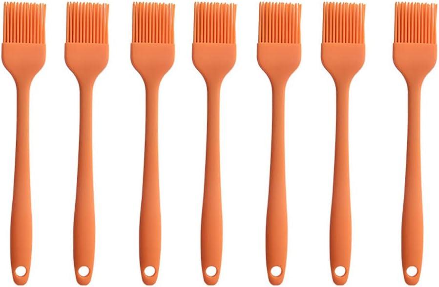 Silicone brush BBQ/Pastry Basting Brushes,Silicone Cooking Grill Barbecue Baking Pastry Oil/Honey/Sauce Brush (7 PCS,orange)