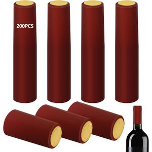 200 Pieces PVC Heat Shrink Cap with Tear Tab for Wine Bottle, 30x60mm Wine Shrink Wrap Seals Sleeves Caps Shrink Top Cover for Wine Cellars Home Kitchen Use (Red)