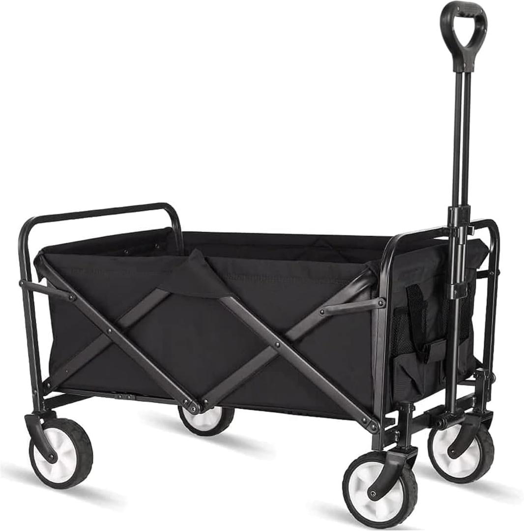 Collapsible Foldable Wagon, Beach Cart Large Capacity, Heavy Duty Folding, Collapsible Wagon for Sports, Shopping, Camping (Black) (greater)