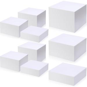 Suzile 9 Pcs Acrylic Buffet Risers Display Box Cube 5 Side Food Riser Table Stand for Display with Hollow Bottom for Party,3 Sizes