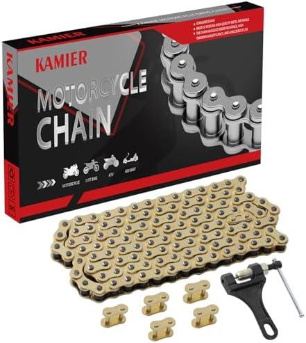 KAMIER 428 Drive Chain 116 Links Gold with Chain Breaker Tool for 110cc 125cc TTR125 YZ85 CB125 Apollo RFZ DB-X18 X19 Suzuki JR80 RM85 TaoTao Chinese Pit Dirt Bike 4 Wheeler ATV Quad Heavy Duty Parts