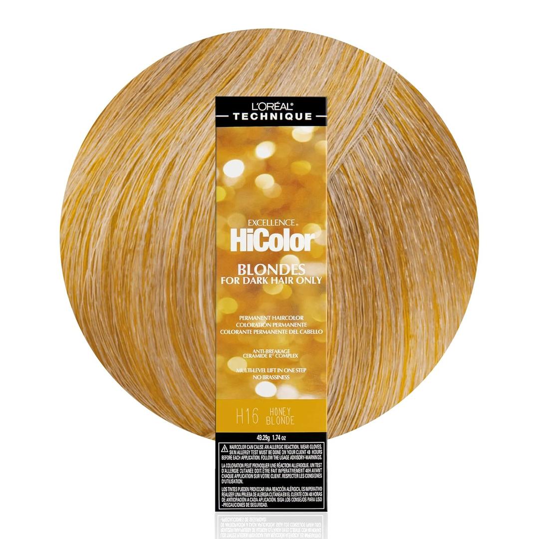 L'Oral Technique HiColor Browns & Blondes Permanent Hair Color - Lifts Dark Hair in One Step, No Brassiness, Rich, Smooth Creme Formula, Intense, Long-Lasting Color