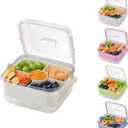 Divided Chilled Serving Tray for Parties, Ice Chilled Party Platter, Ice Serving Bowl with Lid and Handle, Charcuterie Serving Board, Cold Dish Dip for Fruit, Seafood, and Vegetable, Shrimp Cocktail Appetizer. (White)