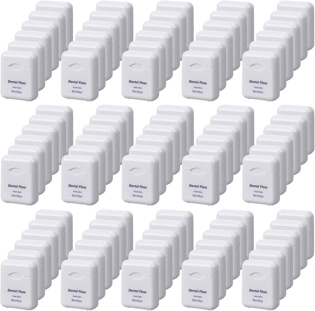 Mimorou 96 Pack Dental Floss Bulk Mint Flavored Floss 50m Each Travel Dental Oral Care for Teeth and Gum Protection(White)