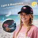 TOP-EX Ponytail Snapback Trucker Cap Women, UPF50+, Midnight Palm Black S/M