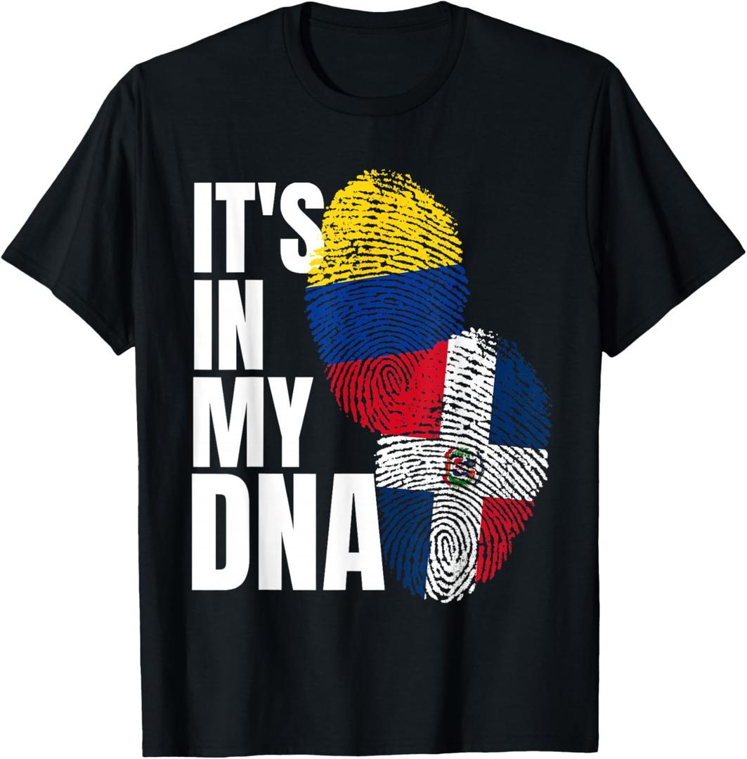 Dominican and Colombian Mix DNA Flag Heritage T-Shirt M Kids