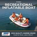 Solstice Voyager 4-Person Inflatable Fishing Boat with Dual Swivel Oar Locks and Rod -Holder, Motor Compatible 9' x 5'
