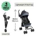 Ingenuity 3D Mini Convenience Stroller – Lightweight Stroller with Compact Fold, Multi-Position Recline, Canopy with Pop Out Sun Visor – Umbrella Stroller for Travel and More, Slate Grey