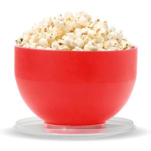 W&P Microwave Silicone Personal Popcorn Popper Maker | Red | Collapsible Bowl w/Built In Measuring Cup, BPA Free, Eco-Friendly, Waste Free, 4 Cups of Popped Popcorn