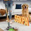 Cordless Vacuum Cleaner 650W 55KPA 70 Mins, Vacuum Cleaners for Home, Rechargeable Stick Wireless Vacuum Green Light Anti-Tangle Sofa Brush 3 HEPA Lightweight for Pet Hair/Carpet/Hardwood Floor, Gold | cordless stick, handheld, lightweight, rechargeable, anti allergy, anti tangle