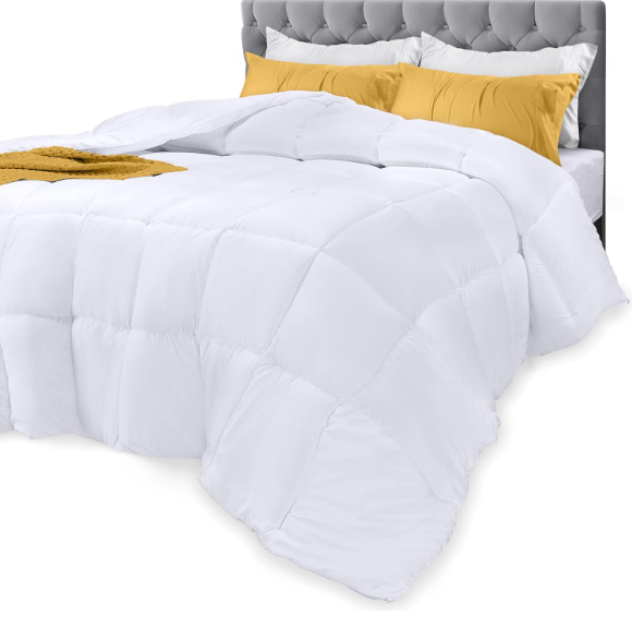 Utopia Bedding Comforters Queen Size, All Season Duvet Insert, Down Alternative Box Stitched Bed Comforter with Corner Tabs, Machine Washable (White)