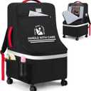RAINSMORE Padded Car Seat Travel Bag for Airplane with Spinner Wheels, Large