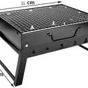 Charcoal Grill, BBQ Grill Folding Portable smoker, Barbecue Mini Barbecue desk Tabletop Outdoor Grill for Camping Picnics Garden Beach Party, black