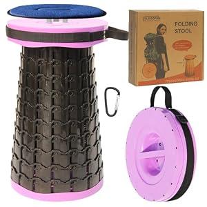 ALEVMOOM Upgraded XXL Collapsible Stool with Cushion 19.7",1000lbs Max Weight,Wider & Taller Pop Up Seat, Heavy Duty Portable Retractable Folding Chair or Travel Foot Rest for Camping & Outdoors
