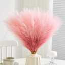 50pcs Faux Pampas Grass,17.7" Artificial Fluffy Pampas Grass Decor Short Fake Pompos for Home Room Birthday Party Centerpieces Decoration(Gridient Pink)