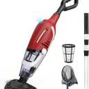 Pool Vacuum for Above Ground Pool, 2025 Upgraded Pool Vacuum with A Telescopic Pole, 18.5 Gal/Min Powerful Suction, 80Mins Runtime, Effortlessly Cleans Debris Underwater (Red)