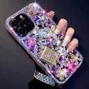 for iPhone Air Case Bling Girly Cute for Women Girls, Luxury 3D Diamond Design Shiny Glitter Rhinestone Pearl Flowers Protective Phone Case