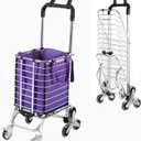 Folding Shopping Cart Removable Bag Urban Stair Climbing Cart Grocery for Beach/Picnic/Fishing(35L, Purple)