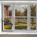 Magnetic Window Screen Max 55"x36", DIY Cut-to-Fit Magnets Mesh Screen for Windows, White Frame Netting, Easy Installation, Insect & Bug Protection, Gray