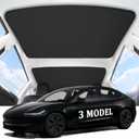 2025 Upgraded Tesla Model 3 Highland Sunshade Roof, UPF200+ Roof Sunshade with Storage Bag, No-Sag & No-Gaps Heat Insulation Foldable Top Windows Windshield Sun Shade, Tesla Model 3 Accessories Black